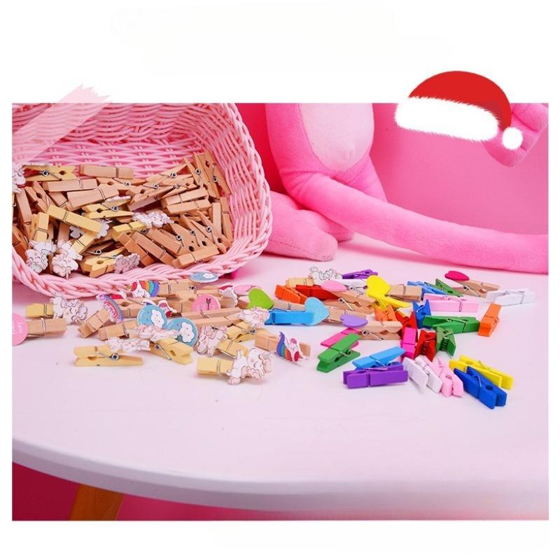 Five-pointed Star Home Hanging Cardboard Photo Frame Photo Wall Floral Card Small Wooden Clip