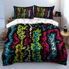 3Pcs Neon Zebra Print Bedding Set, Multicolor Animal Pattern Duvet Cover + 2 Pillowcases,Single Double King Queen, Gift