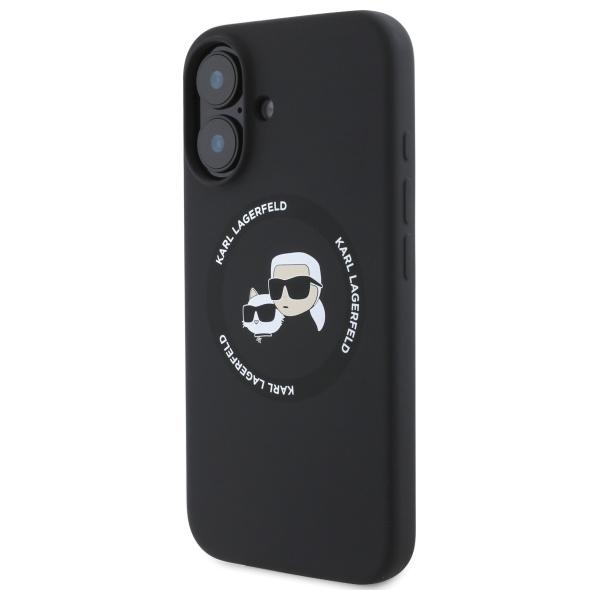 Karl Lagerfeld Klhmp16Sskchtck Iphone 16 6.1 Czarny/Black Hardcase Silicone Karl&Choupette Heads Magsafe