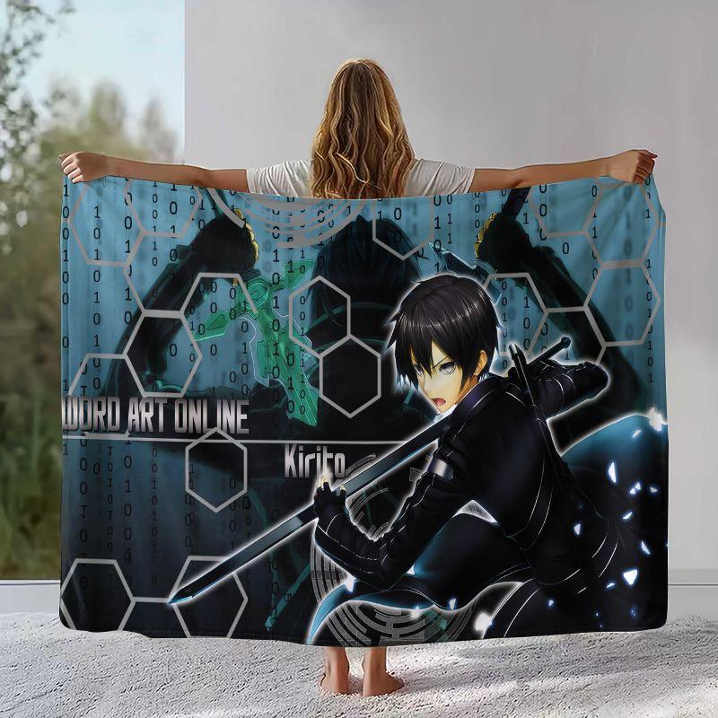 Cartoon Sword Art Online SAO Novel Flannel Blanket,Ultra Soft Warm Plush Throw for Home Bedroom Bed Sofa Camping Picnic gift