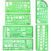 6 Pieces Plastic Measuring Templates Building Formwork Stencils Geometric Drawing Rulers for Office and School, Clear Green