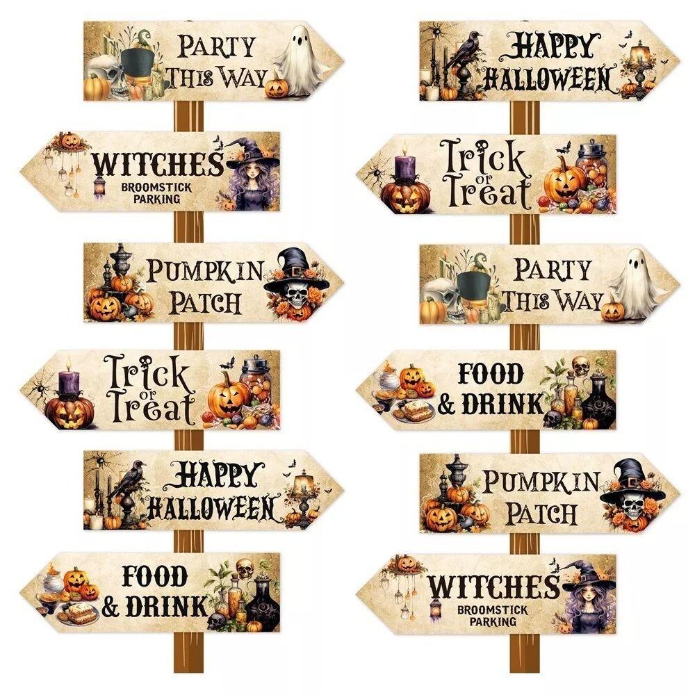 New Party Decoration Halloween Road Sign with Viscose Garden Decoration Welcome Sign Realistic Paper Party Road Sign