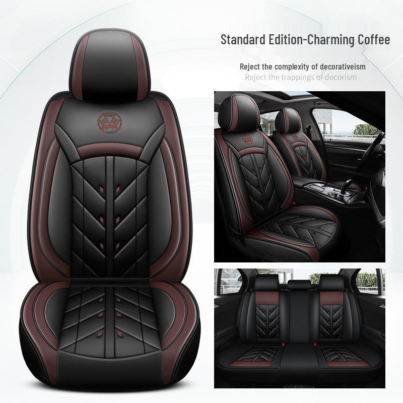 Universal Full Leather Car Seat Cushion for Five-Seaters - All-Season Coverage