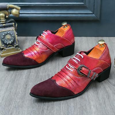 Charm Mixed Style Patchwork Monk Strap Pointed Height Increasing Shoes for Men Dress Wedding Homecoming Footwear Zapatos Hombre