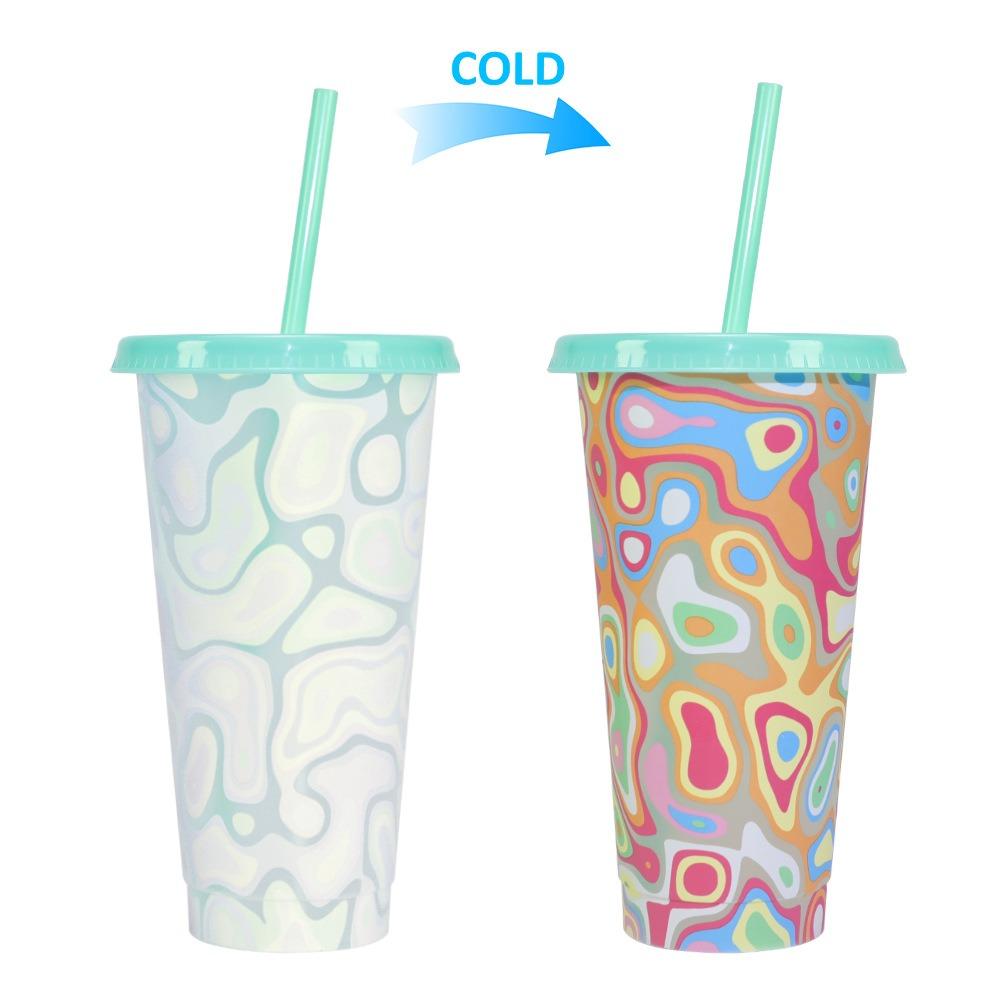 

Plastic Color Changing Cup Discoloration Straw Cup Fashion Iced Coffee Cup Christmas Style 6