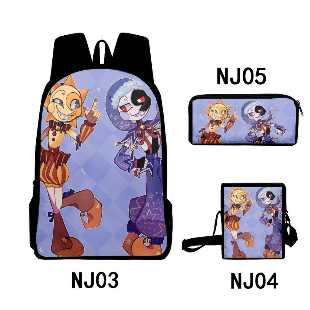 3Dsundropfnaf Backpack Student School Bag Crossbody Bag Pencil Bag Three-Piece Trend