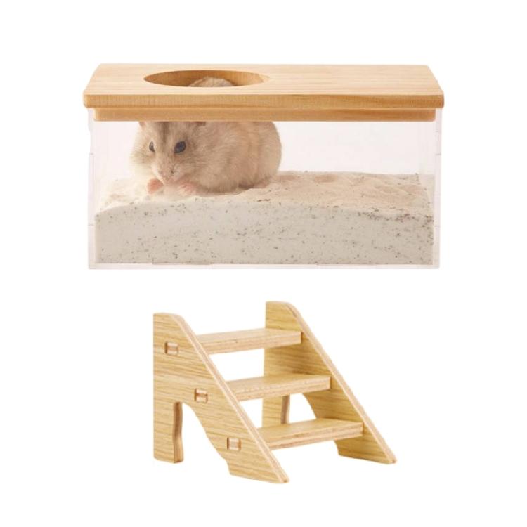 

Clear Pet Bathing Box with User Friendly Wood Lid Spacious Hamster Living Space Perfect for Guinea Pigs and Rabbits 1