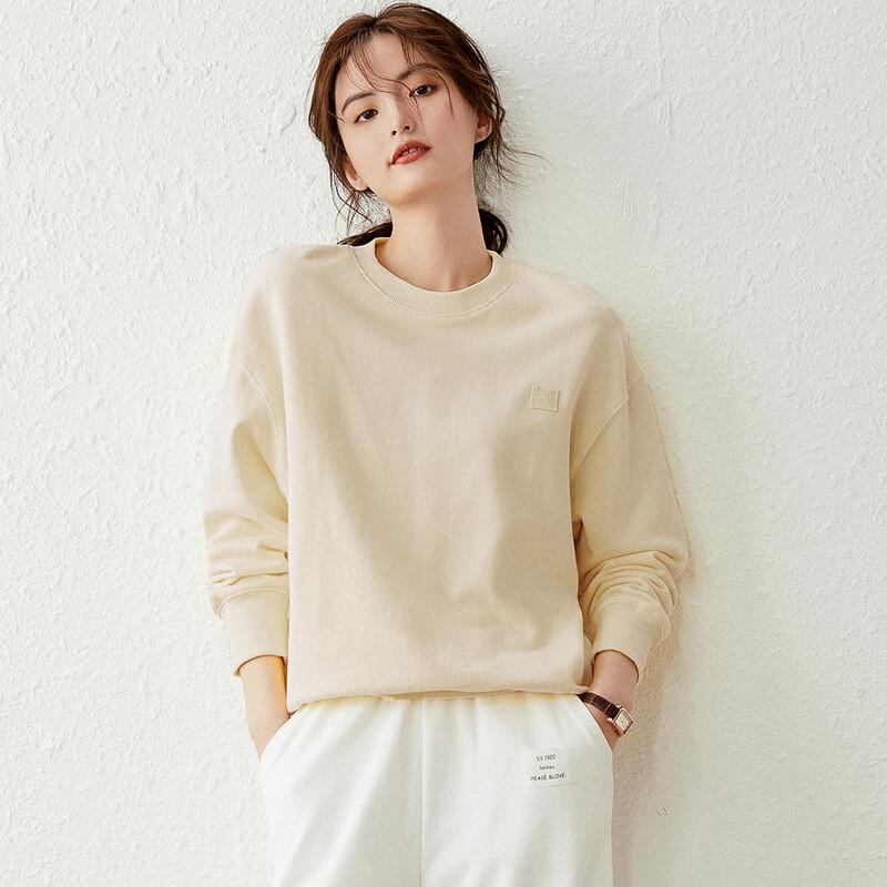 Women's Apricot Loose Fit Round Neck Sweatshirt
