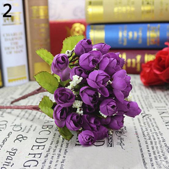 

Солодкий Штучний Букет Домашня Весільна Тканина Троянда 15 Квітів по 1 Штуці фіолетовий