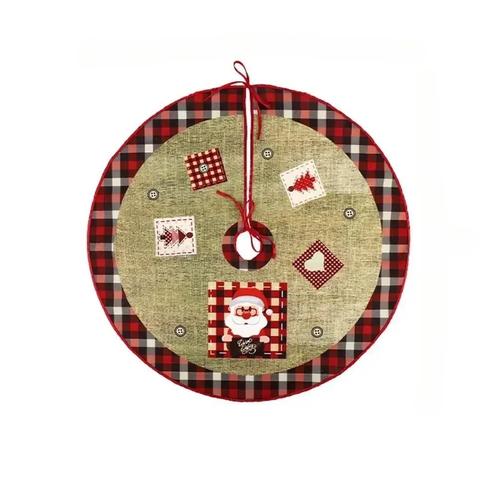 60/70/90cm Christmas Tree Skirt Red Christmas Tree Foot Cover Santa Claus Snowflake Christmas Tree Carpet Base Mat Decorations