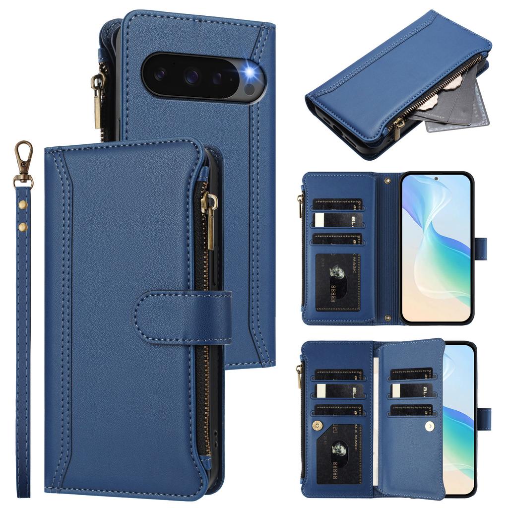 Crossbody Card Solt Zipper Wallet Book Case For Google Pixel 9 Pro XL 9A 8 8Pro 8A 7A 7 Book Pocket Bag Long Lanyard Stand Cover
