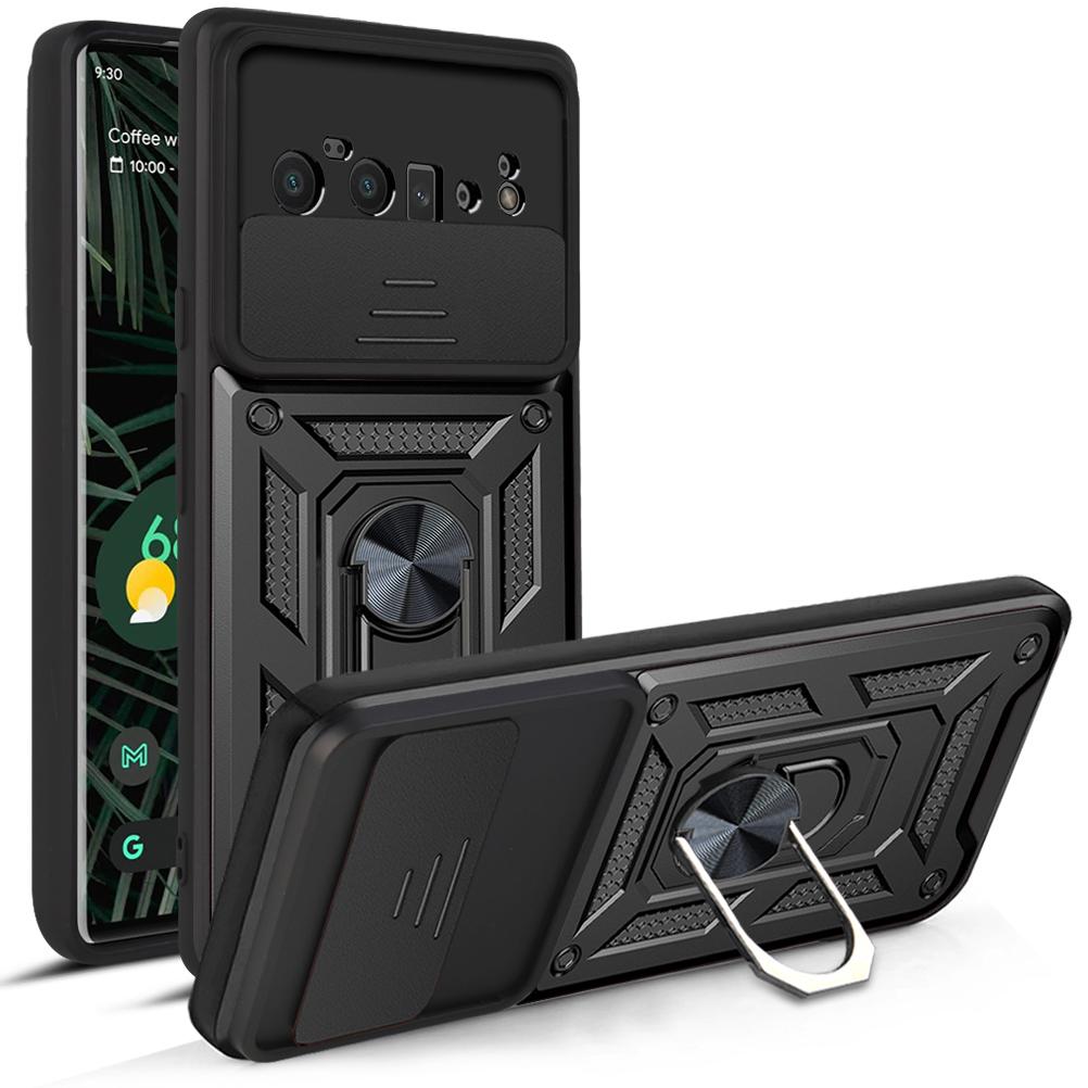 Für Google Pixel 6 Pro Hülle Google Pixel 6 Abdeckung Pixel 6 Magnetischer Ringhalter Rüstungs-Handyhülle Schiebende Kameraabdeckung Rückseite