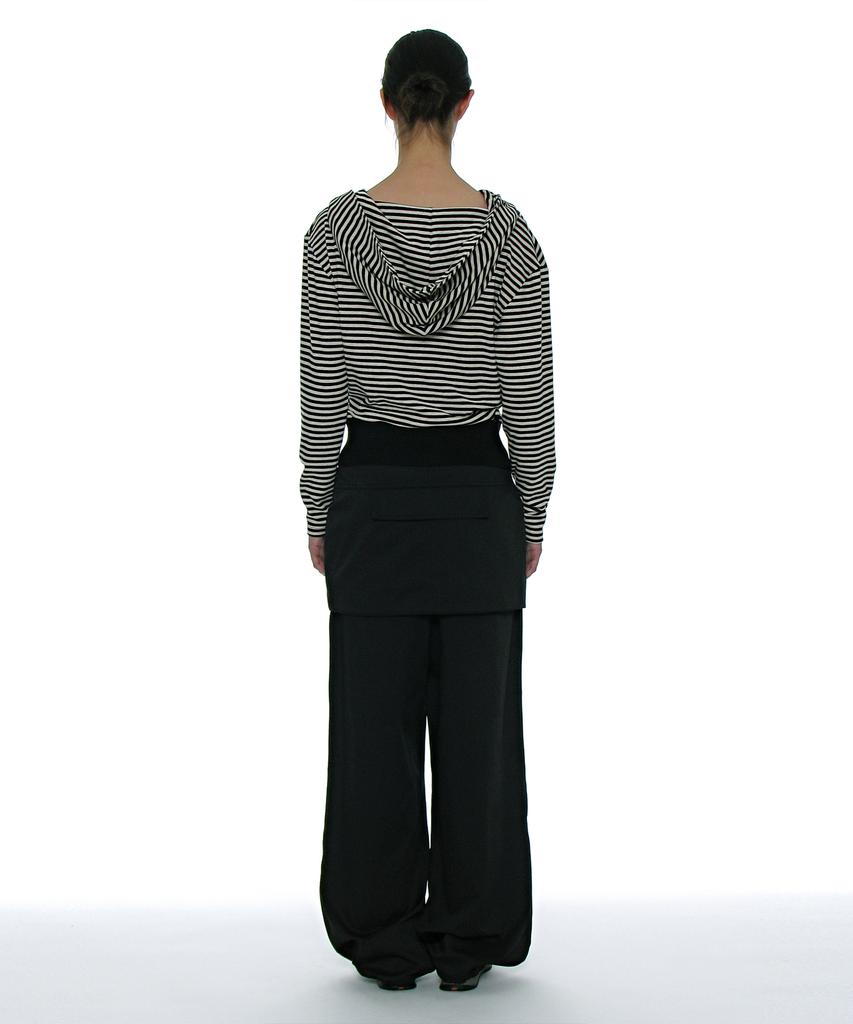 PARTIMENTO WOMEN 2Way Belted Layered Parachute Pants_Black