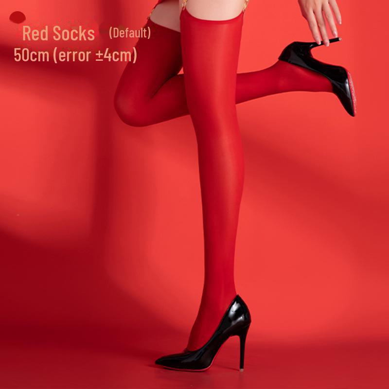 Qinghe Shiny Ultra-Thin Garter Over-Knee Stockings with Detachable Clips