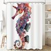 Colorful Seahorse Shower Curtain Unique Bath Decor for Kids Bedroom or Living Room Printed on Fabric Waterproof Easy Installatio