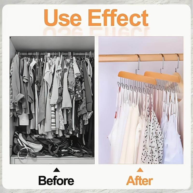 1pc Solid Wood Hanger 8 Hooks, Hook Hanger Underwear with Storage Artifact, Clothing Hanger, Clothing Storage Rack Saves Space 360 Degree Rotation