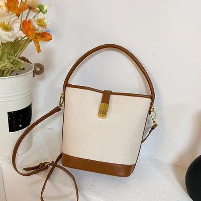 Borsa a Secchiello con Fibbia a Zip in PU Borsa a Spalla Moda Casual Grande Capacità Borsa a Mano Borse per Giovani