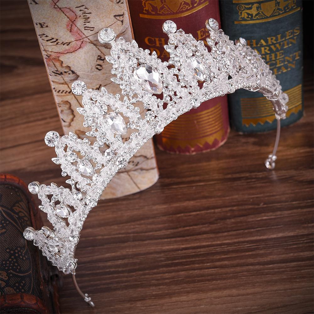 Koreanisches Brautschmuckset, Legierung mit eingelegtem Strass, handgefertigte Krone, Zirkonia, dreiteiliges Brautset