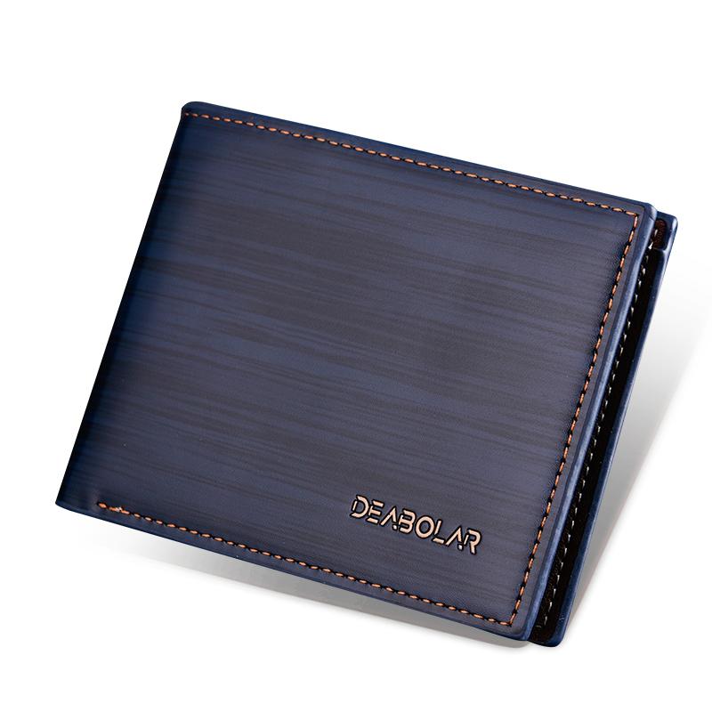 Men Short Style Wallet Glossy Wood Grain Fashion Multi Card Wallet Card Holder Business Folding Wallet