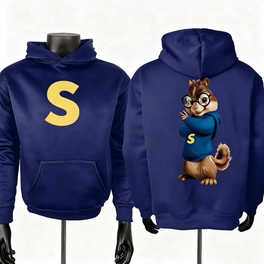 Alvin and The Chipmunks Anime Hoodies Soft Eco Friendly Material A Letters Printing Sweatshirt Casual Streetwear Men and Women