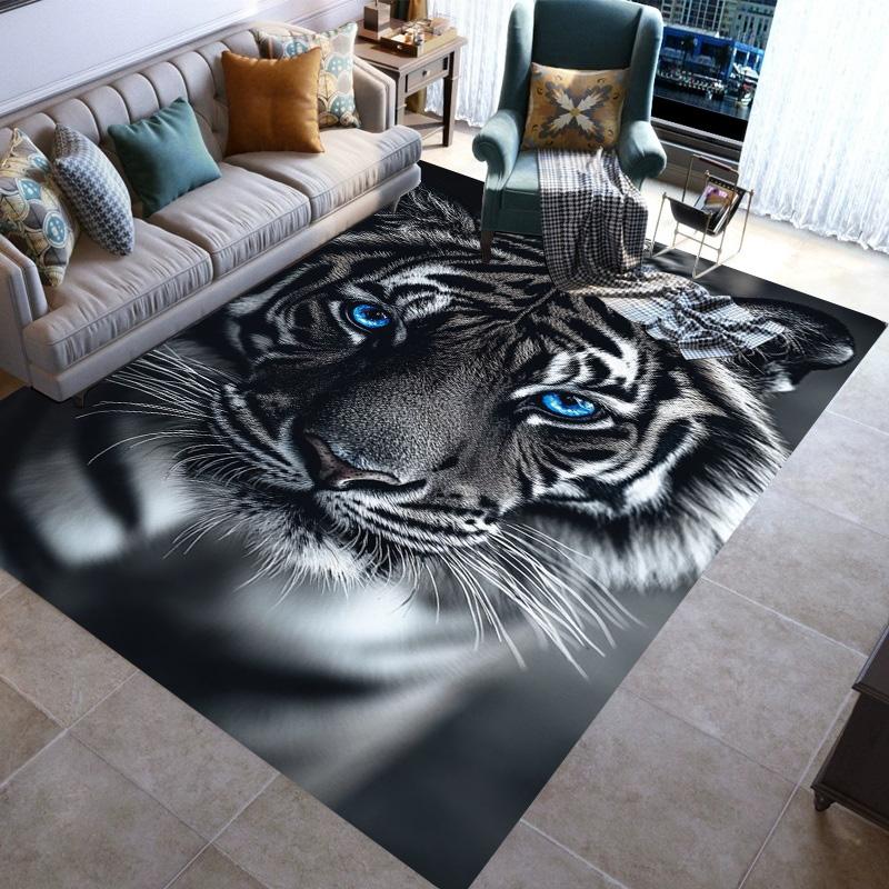 Large Area Rugs Non Slip Animal Tiger Pattern Carpet Living Room Sofa Kitchen Entrance Doormat Hallway Balcony Floor Mat