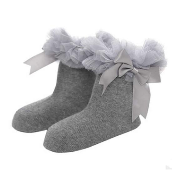Girls Princess Tutu Socks Baby Knee Bellow Sock Ruffles Cotton Kids Ankle Socks Pography Silk Ribbon Bowknot Lace Sock