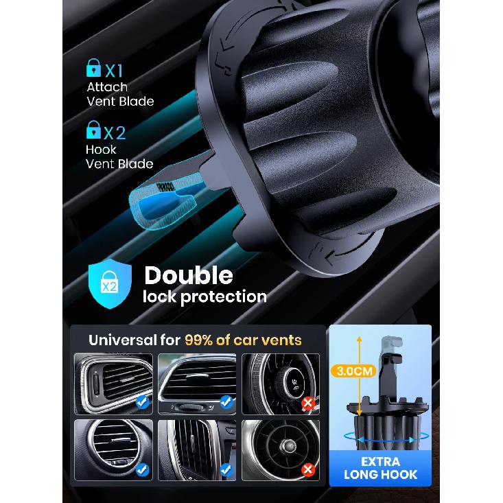 TOPK Verbessertes Hakenclip Auto Halterung FÜR Handy, Lüftungsschlitz Universelle Halterung, Super Stabile Passform für iPhone LKW Smartphones