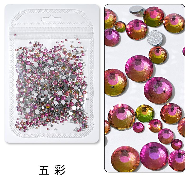 1440 buc, Un pachet întreg de manichiuri colorate, Diamante cu fund plat, Burghie din sticlă de cristal nu pot cădea de pe fund, Bijuterii cu diamante rotunde cu dimensiuni mixte.