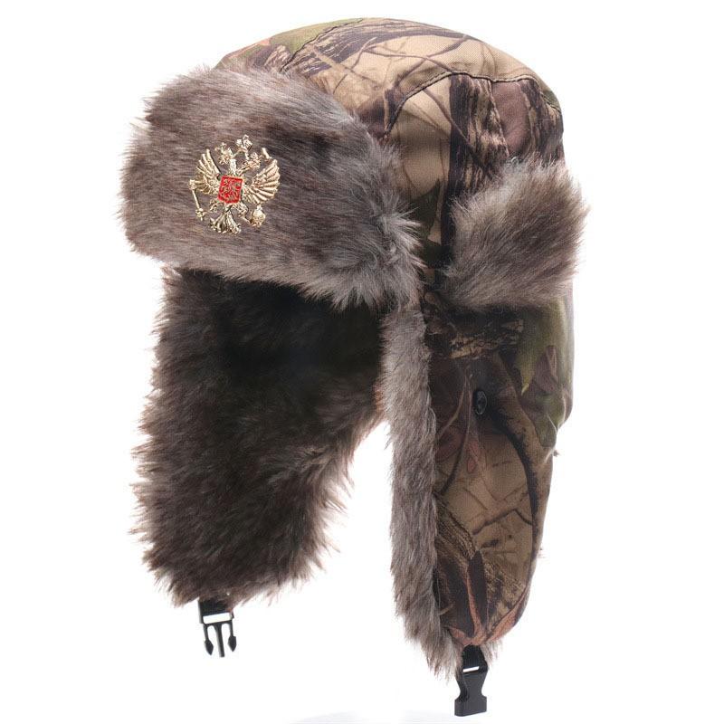 Winter Warm Military-Style Beanie Hat With Ear Flaps Outdoor Windproof Cap Men Women Forest Camo