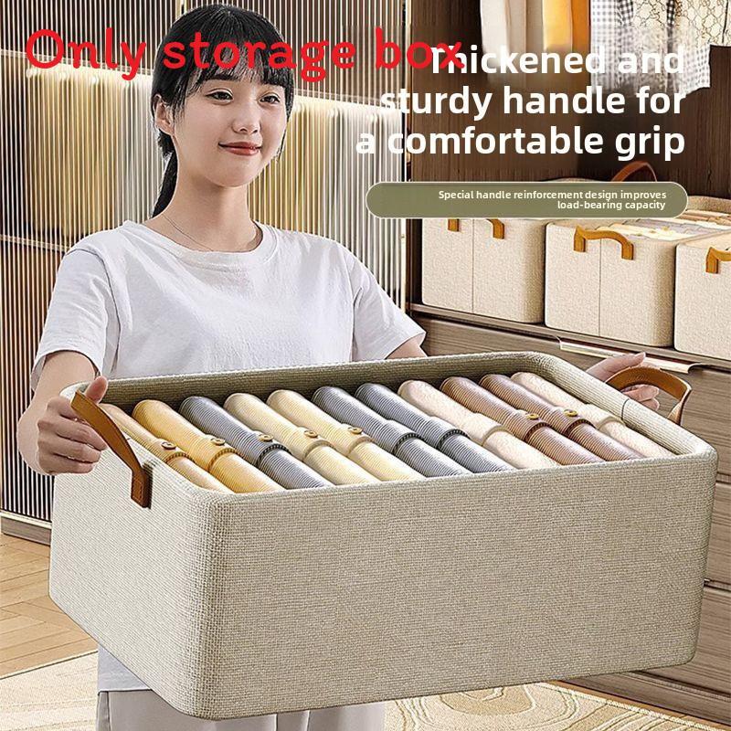 Home Storage Organizer With Foldable Fabric Bin For Clothing And Accessories