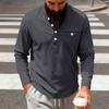 Mens Loose Fit Long Sleeve Henley Shirt Casual Basic Top