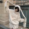 Толстовки Bunny Hoodies Women Sweet Japanese Cutecore Lamb Wool Pullovers Warm Winter Fleece Sweatshirts Loose Soft Girl
