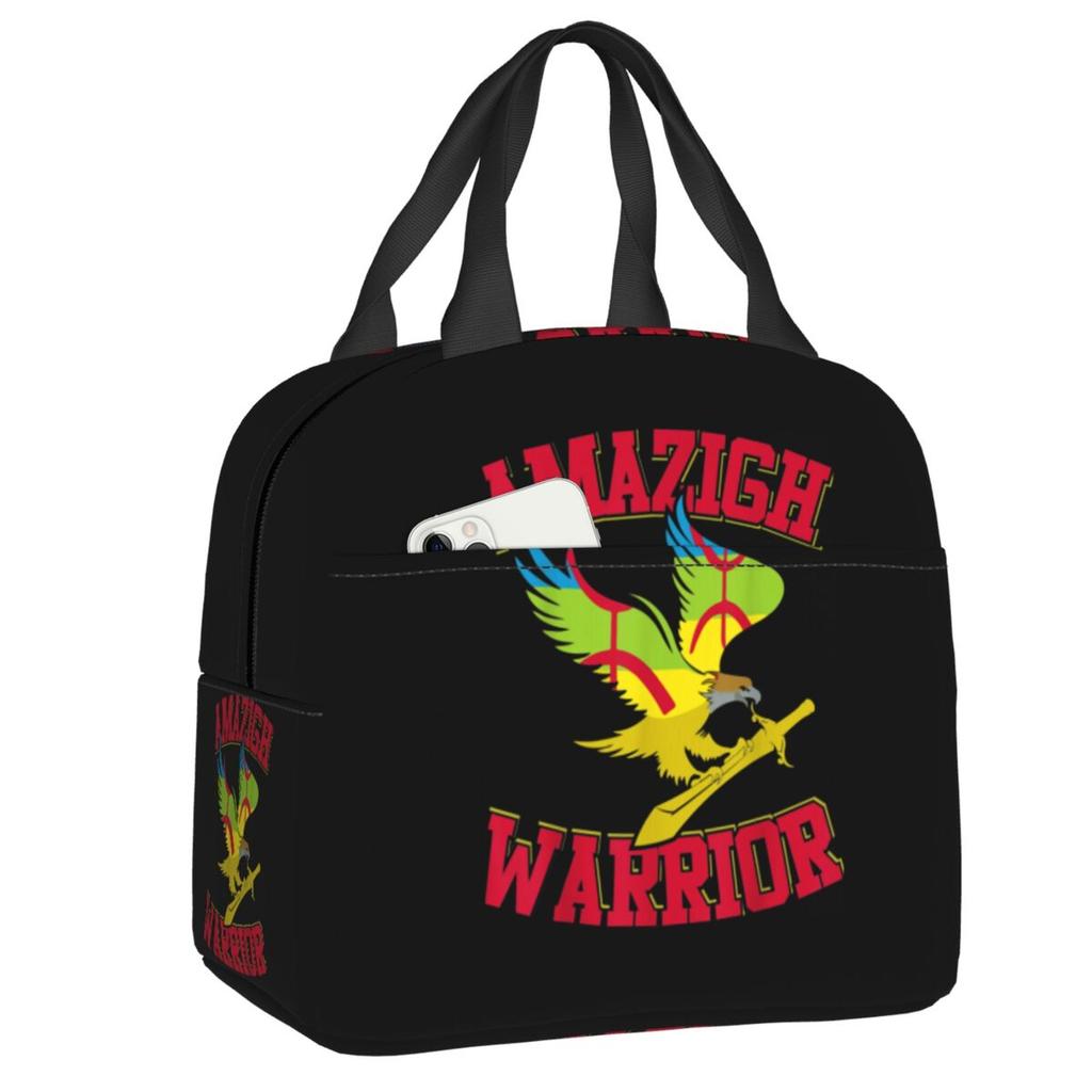 Custom Amazigh Flag Thermal Insulated Lunch Bag Women Berber Pride Tifinagh Resuable Lunch Container for Multifunction Food Box