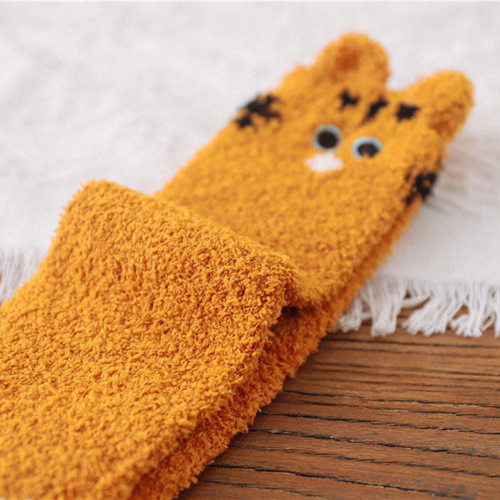Thick Women Soft Warm Plush Coral Velvet Socks Cat Paw Floor Socks Sleeping Socks