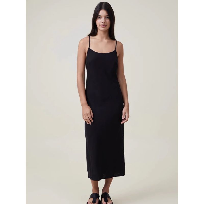 

Australia Cott * Sk1ms Flat Silm Sling Sheath Dress Dress C667 Black (Flaw XXS