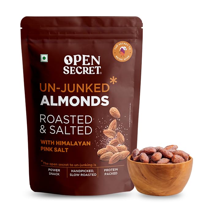 

Open Secret Roasted & Salted Almonds | 200g | Dry Fruits, Badam, Premium High Protein Snack & Super Snack, 100% Natural (Pack of 1)