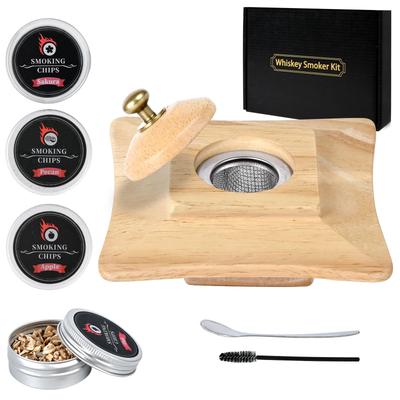 TEEMOO Cocktail Smoker Glasdeckel Smoker mit 4 Arten von Chips - Cocktail Rauch, Whiskey Smoker, Glas Smoker, Räucherfleisch, Camping Smoker Set - Fathe