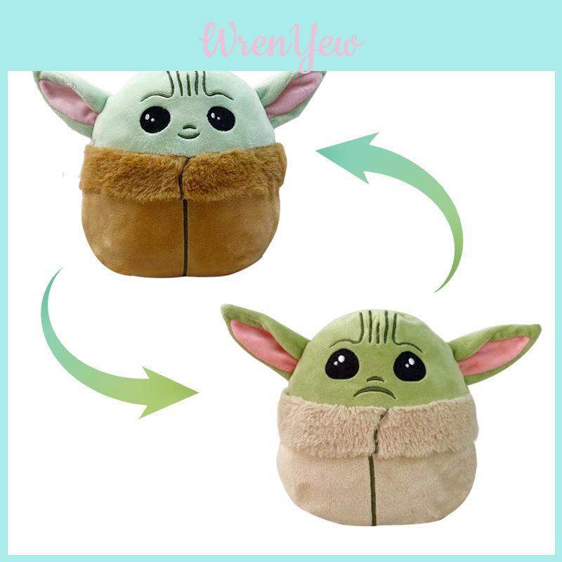 Adorável Brinquedo de Pelúcia Baby Yoda de Dupla Face Para Crianças Com Tecido de Cristal Macio