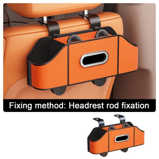 Car Backseat Organizer with Cup Holder Tissue Box Multifunctional Universal Automotive Seat Headrest Hanging Storage Box Hook Car Accessories