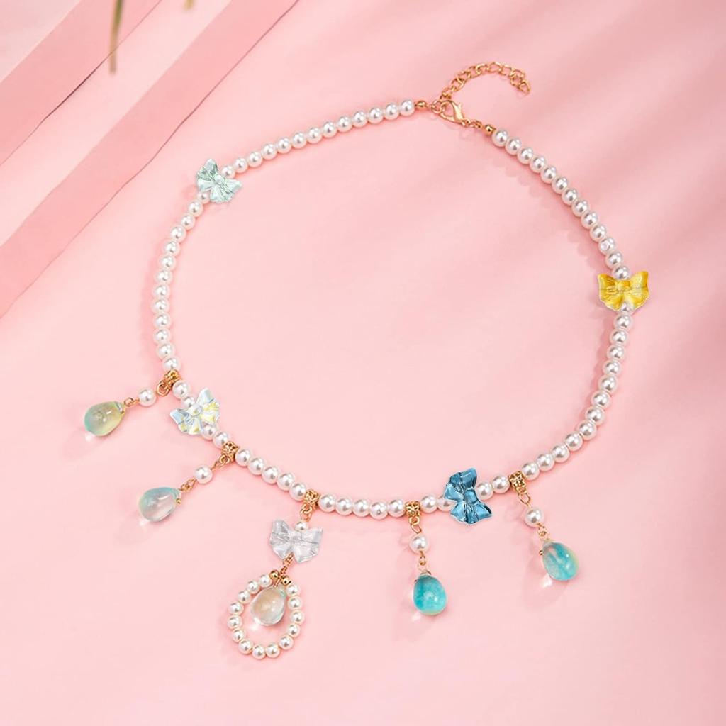 Mobile Phone Chain Material Making DIY Transparent AB 8.7*14.7mm 30pcs Creative Beads Shiny Jewelry Accessories Small Bowknot Decorative  Accessories
