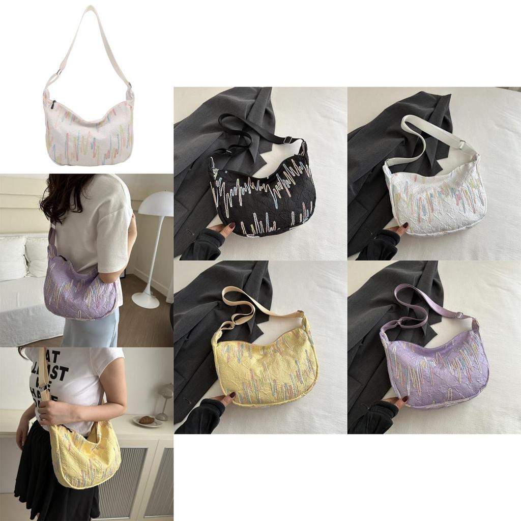 Trendy Street Style Canvas Tote Bag For Women 2024 New Fashionable Lightweight Crossbody Purse