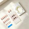 24-Piece Leopard Print French Manicure Set with Black Bow Almond-Shaped Nail Stickers