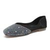 Neue Schlichte Temperamentvolle Flache Schuhe Flacher Ausschnitt Eckige Spitze Strass Erbsenschuhe Lässige Flacher Absatz Einzelne Schuhe Damen