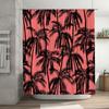 Summer Bath Shower Curtain Polyester Printed Black Palm Tree Pink White Bathtub Decorative Home Waterproof Fabric Custom Size