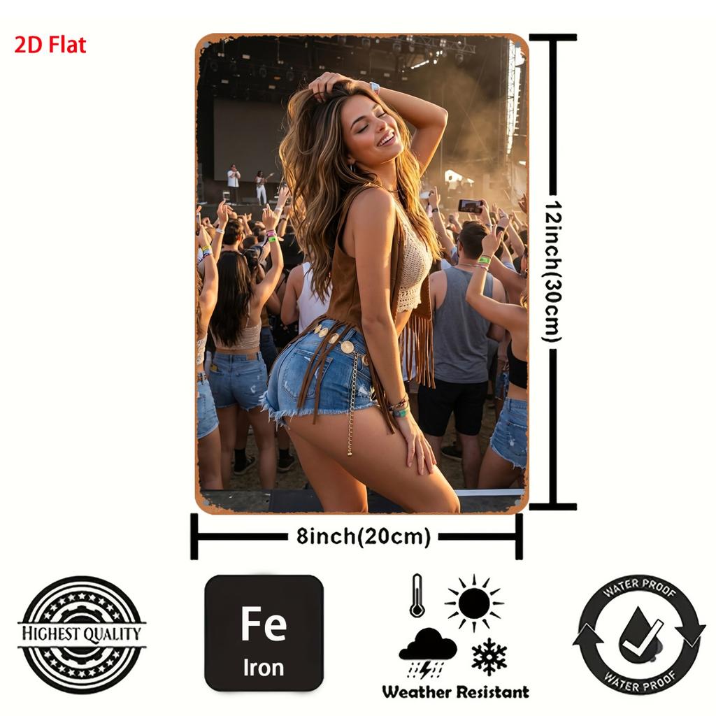 D Metal Sign Modern Female Portrait Art X Inch Wall Decor for Studio Shop Bar Club