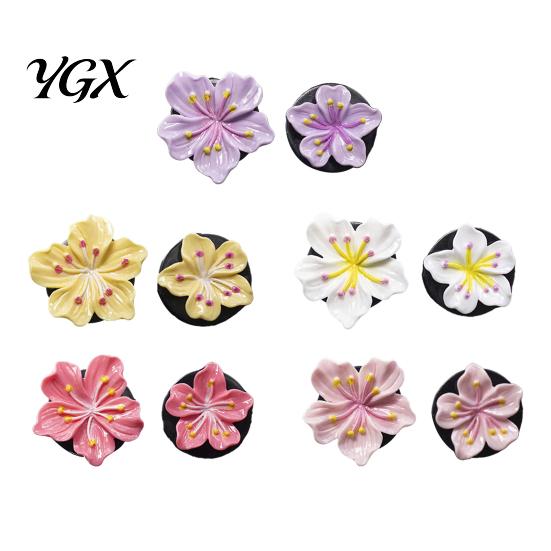 Tropical Car Vent Clip 1 Pair Flower Air Peach Blossom Conditioning Outlet Diffuser for Women Girls Cute Freshener Decor Interior Accessories