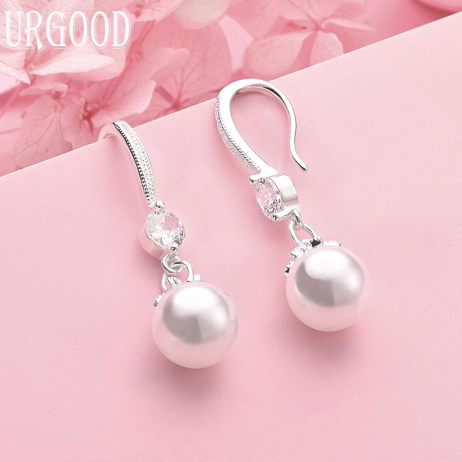 

Серьги из стерлингового серебра 925 пробы с цирконами ААА 10мм/12мм и жемчугом, свадебные украшения