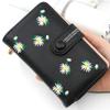 Women Long Walletsfashion Design Embroidery Daisy Card Holder Large-Capacity Pu Coin Purse Simple Zipper Money Bag Wallets