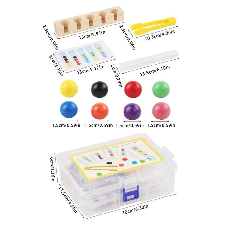 Interactive Bead Clamp Tube Toy Color Sorting Game Playset for Toddler Concentration Fine Motor Learning Activity Toy