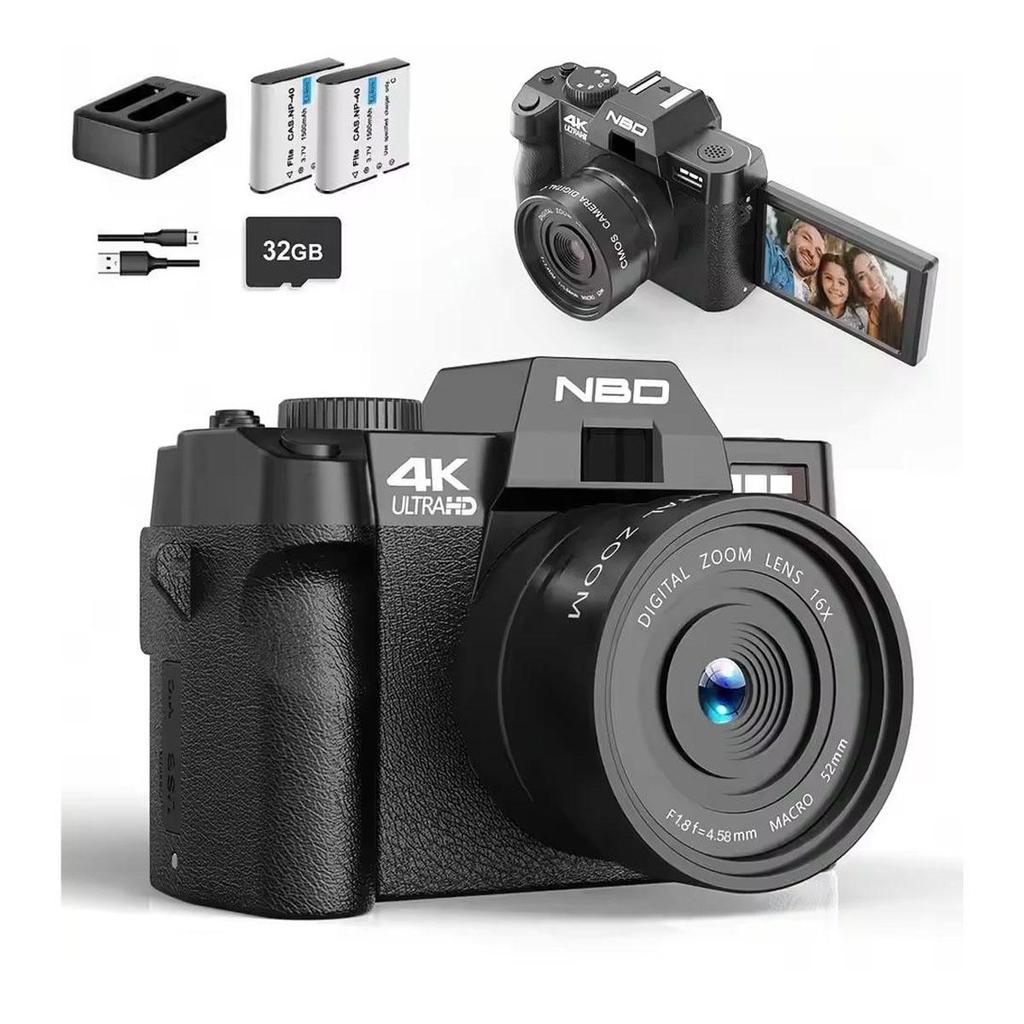 Macro Lens 4K Digital Camera Flip Screen Selfie Camcorder 48MP Youtube WIFI Webcam Vintage Video Recorder 16X Digital Zoom